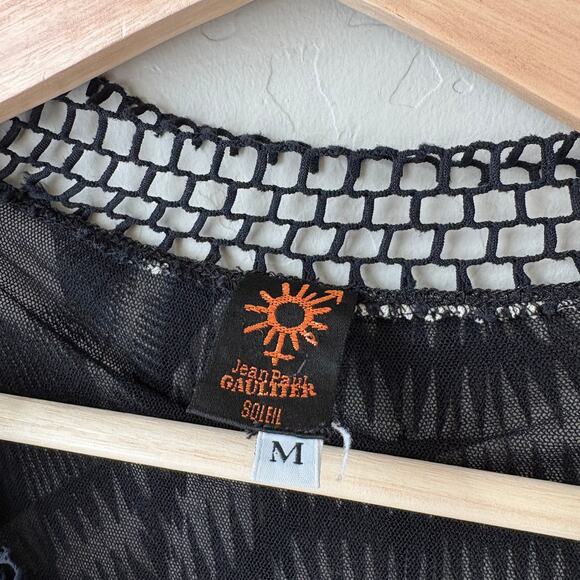 Jean Paul Gaultier Soleil 90s Gown Black Geo Optical Illusion Maxi Dress Size M - Picture 4 of 6